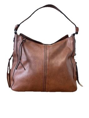 Realer Lg Faux Leather Bag Brn   14”Wx11”Hx5.5”D NO Crsbdy Strap Western Baby